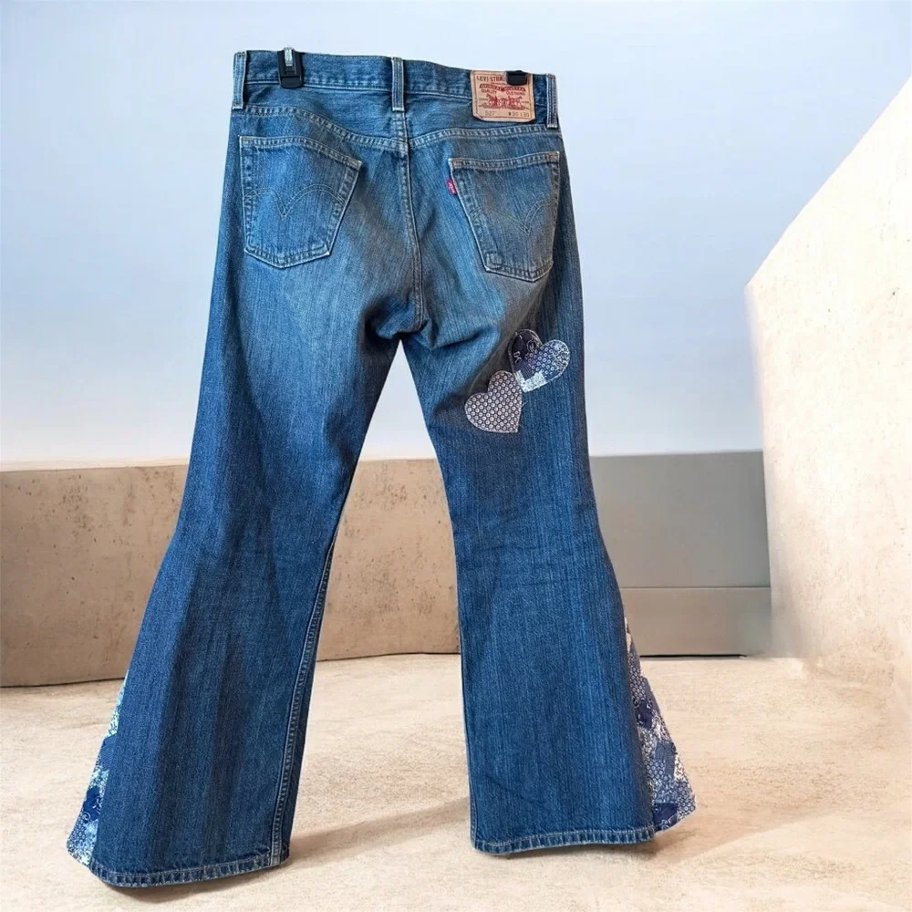 Upcycled Boyfriend Style Levi’s 527 Jeans | Boho Festival | OOAK 30x30 hearts 💕